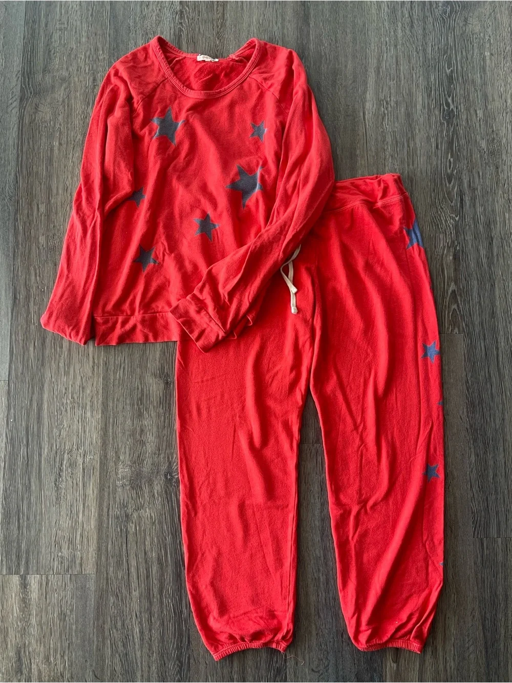 Sundry | Red Blue Stars Matching Sweat-Set Joggers Crewneck Pullover Patriotic